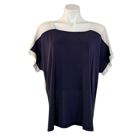 ANTHROPOLOGIE COS Square Neck Two Color Short Sleeve Top Size L NEW - Picture 2 of 7